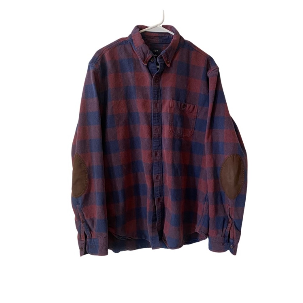 Large J. Crew Flannel With Elbow Patches